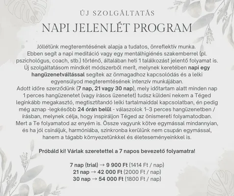 Napi Jelenlét Program (Napi Online Hangüzenet-Coaching)