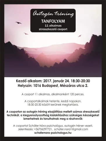 Csoportos autogén tréning tanfolyam a hétköznapok nyugalmáért